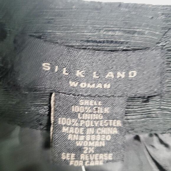 Silkland Jacket Womens 2X Black Silk Jacquard Floral Open Front Evening Dressy - Picture 6 of 10